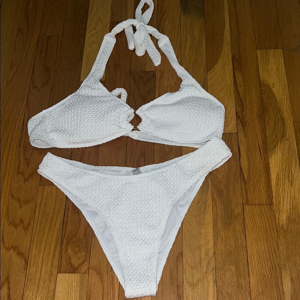 White Textured Bikini Set
